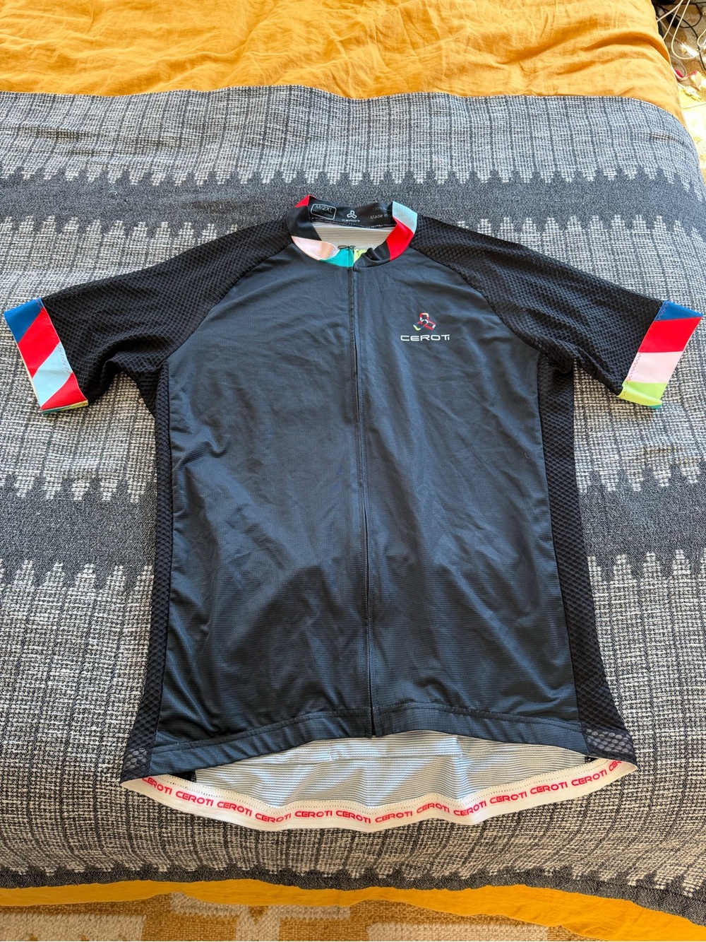 Men's Black Cycling Bike Jersey with Multicolor Accents